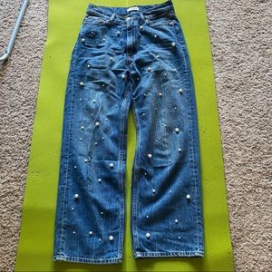 High Rise Jeans with pearls